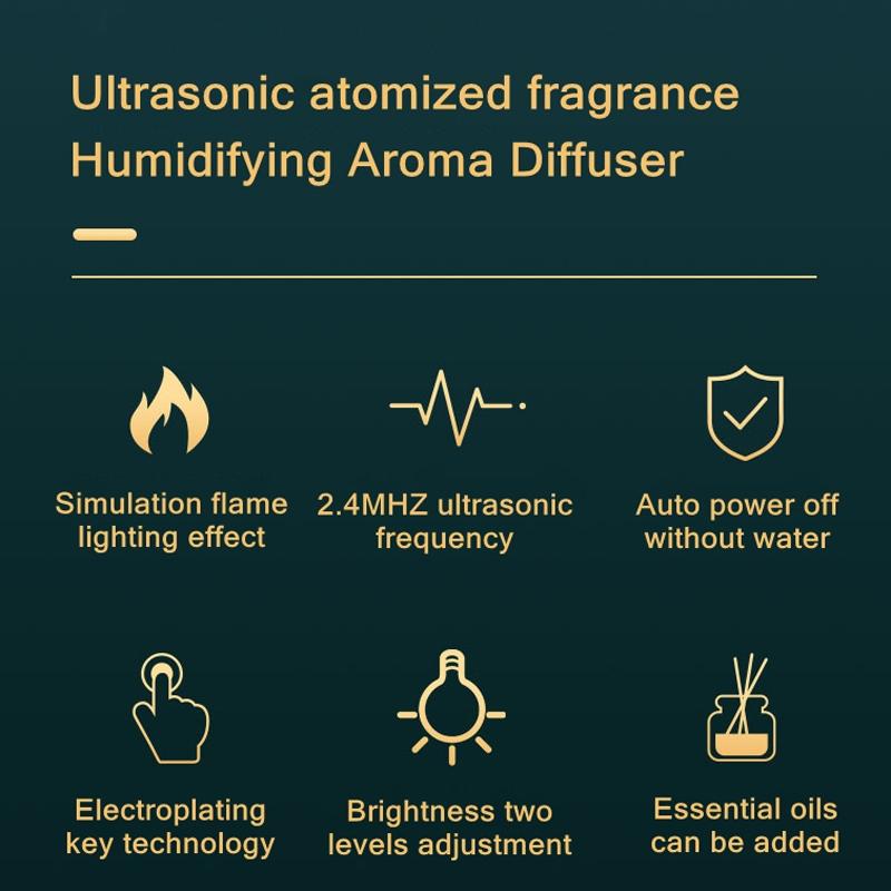 Flame Effect Aroma Diffuser Humidifier Night Light With Essential Oil Mist 3