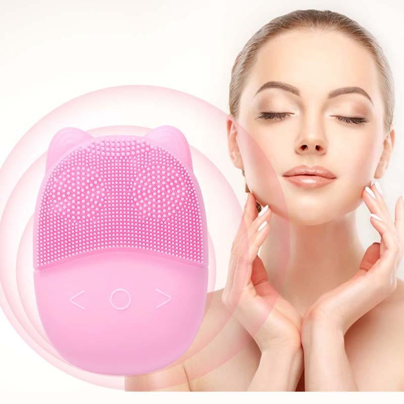 Ultrasonic Facial Cleanser Electric Silicone Face Brush Waterproof Vibrating Cleansing Device