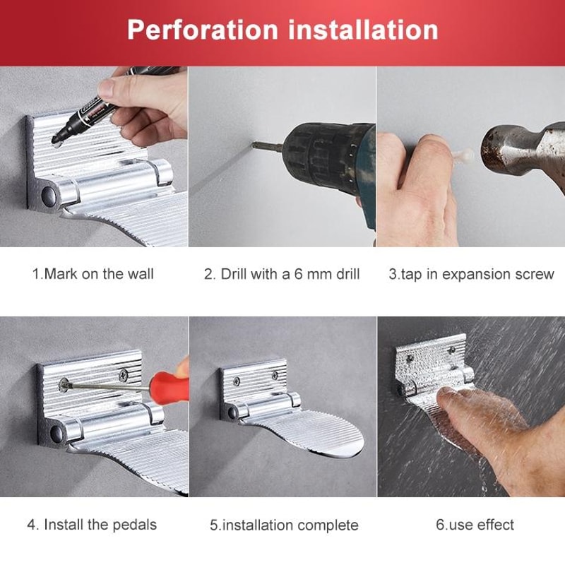 Foldable Shower Foot Rest Wall Mounted Aluminum Bathroom Foot Stool 1