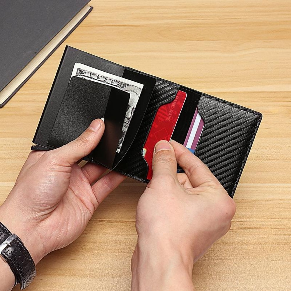 Slim RFID Carbon Fiber Wallet For Men With Money Clip Secure Minimalist Card Holder 1