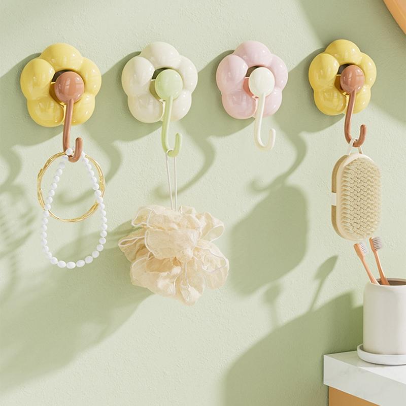 No Drill Suction Cup Flower Hook Vacuum Bathroom Wall Hooks Reusable Adhesive No Drill Storage Hoo 1