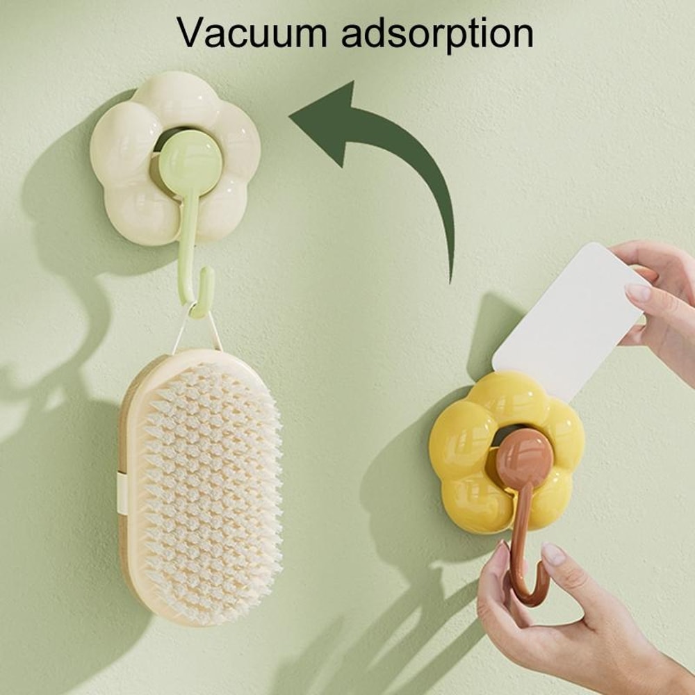 No Drill Suction Cup Flower Hook Vacuum Bathroom Wall Hooks Reusable Adhesive No Drill Storage Hoo 8