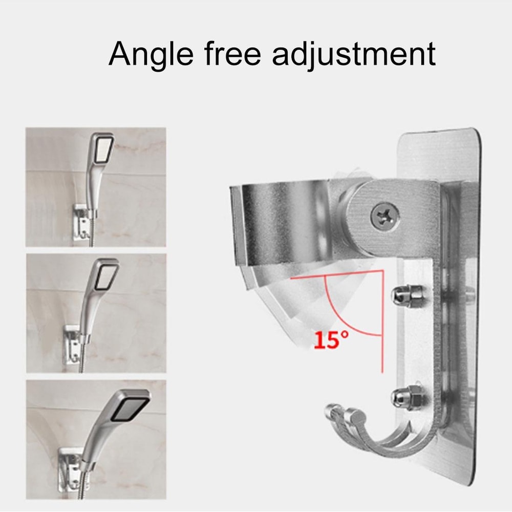 Adjustable Adhesive Shower Head Holder With Hooks For Handheld Shower 5