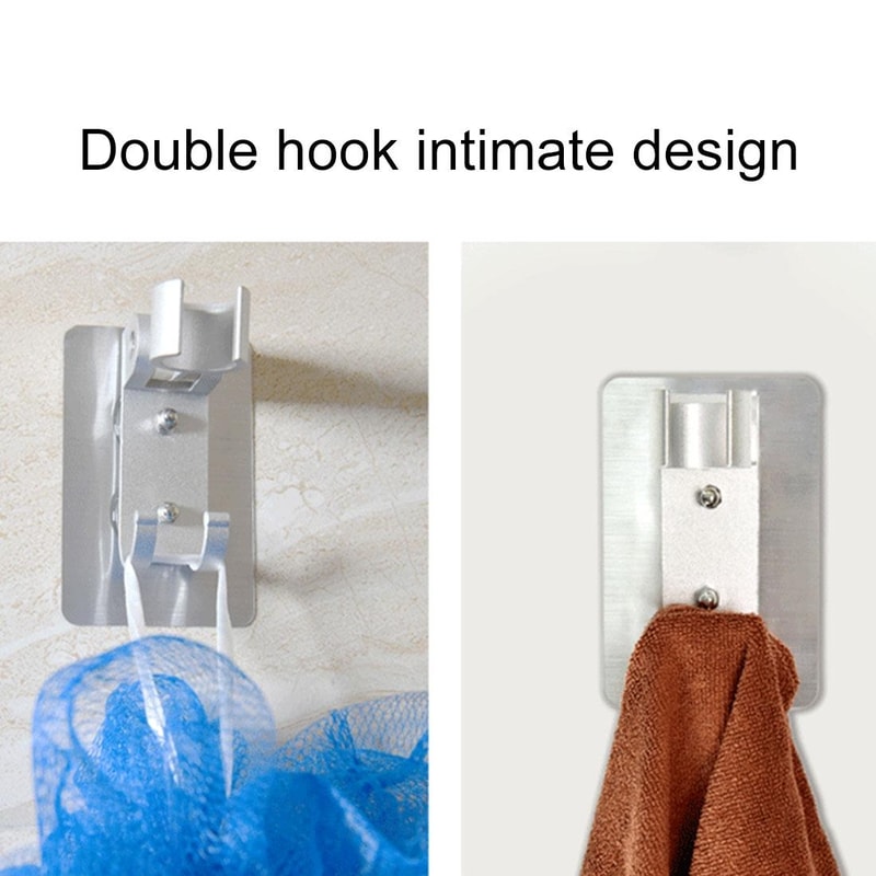 Adjustable Adhesive Shower Head Holder With Hooks For Handheld Shower 6