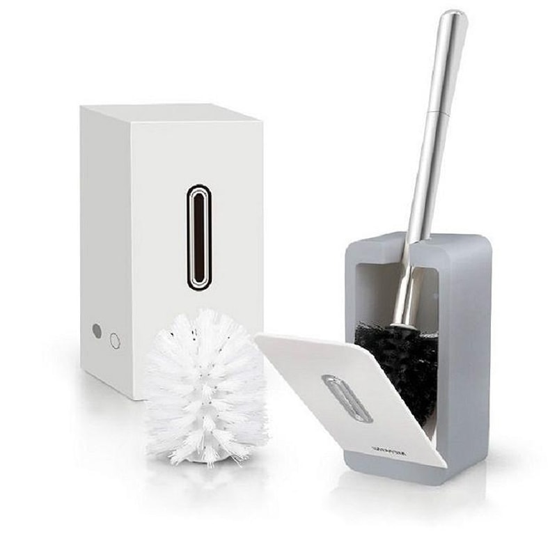 Wall Mounted Toilet Brush With Holder Long Handle Space Saving Bathroom Cleaner 2