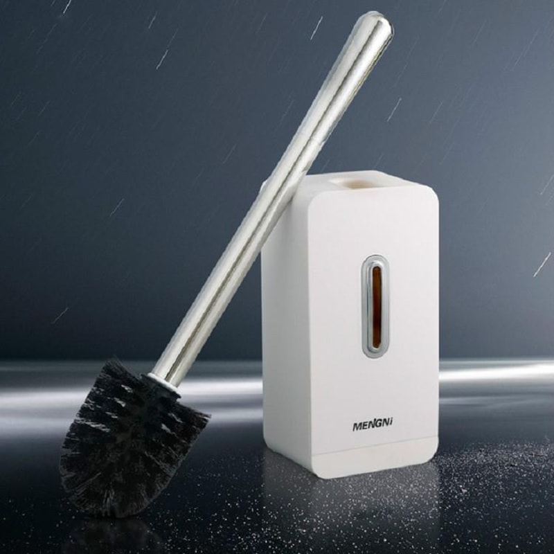 Wall Mounted Toilet Brush With Holder Long Handle Space Saving Bathroom Cleaner 3