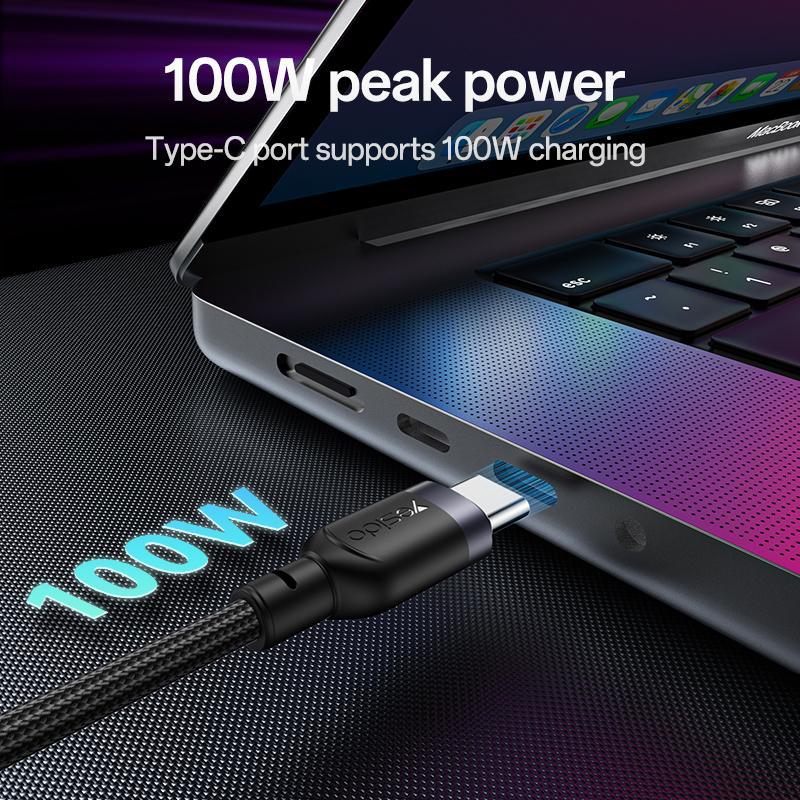 100W USB C To Lightning Fast Charging Cable 2 In 1 Braided Multi Device Charger 2