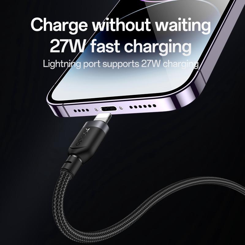 100W USB C To Lightning Fast Charging Cable 2 In 1 Braided Multi Device Charger 3