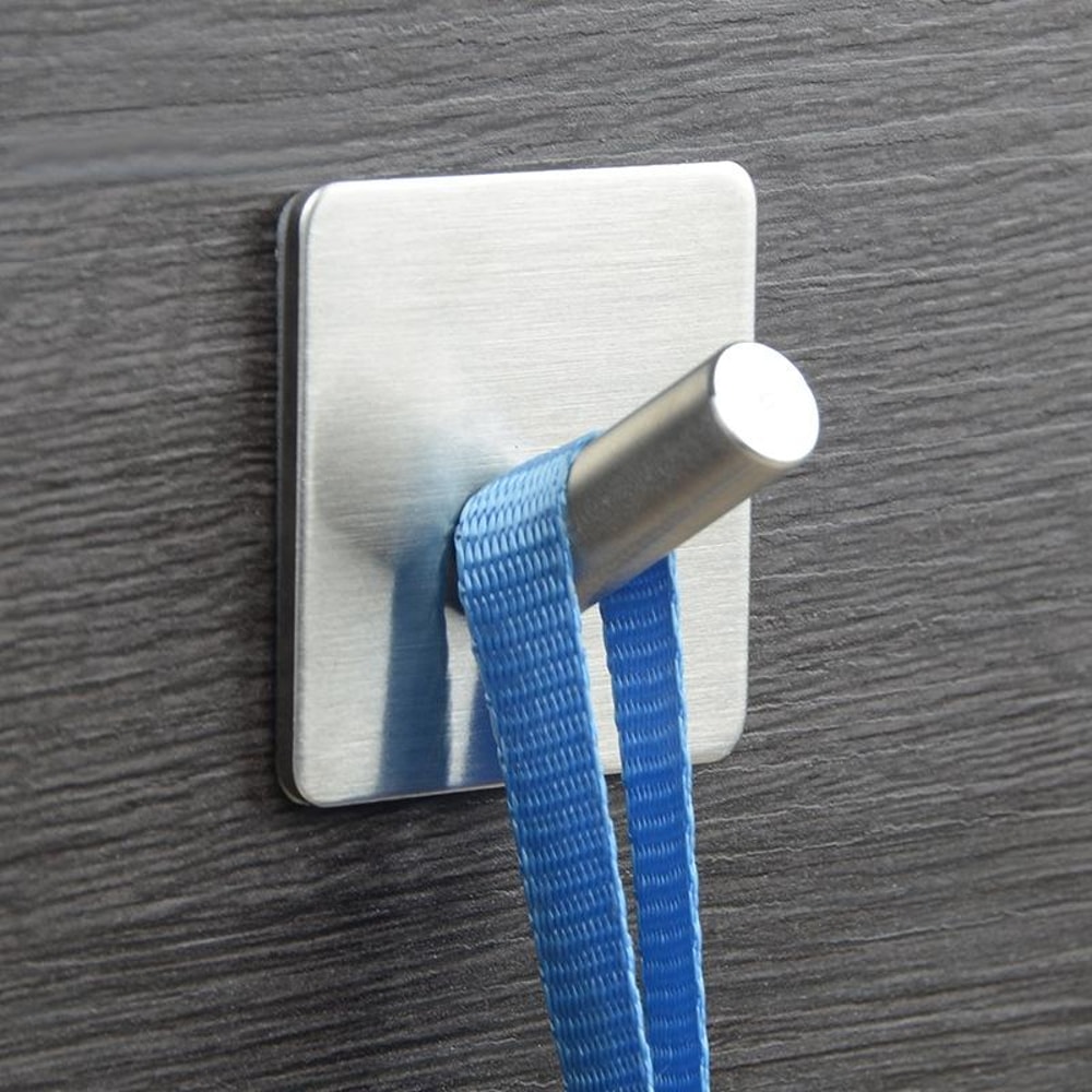 Adhesive Wall Hook Stainless Steel No Drill Towel And Robe Hanger 4