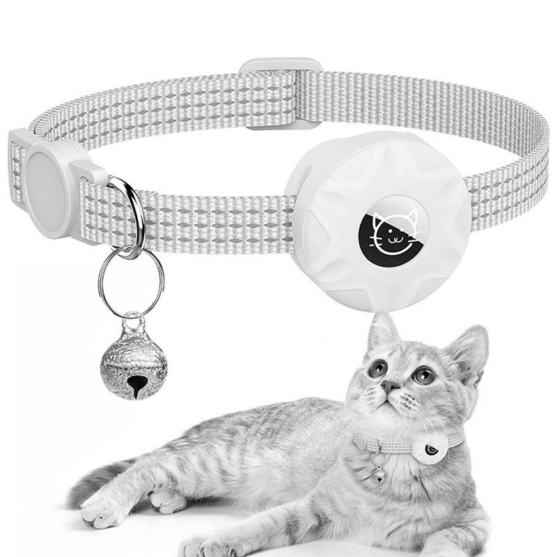 Reflective AirTag Cat Collar With Silicone Holder Bell And Safety Breakaway Buckle 8