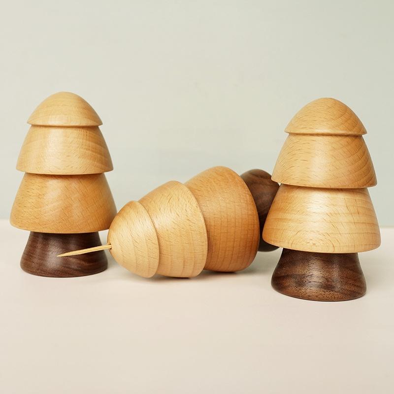 Tree Shape Wooden Toothpick Holder and Toothpick Dispenser Decorative Wooden Toothpick Box
