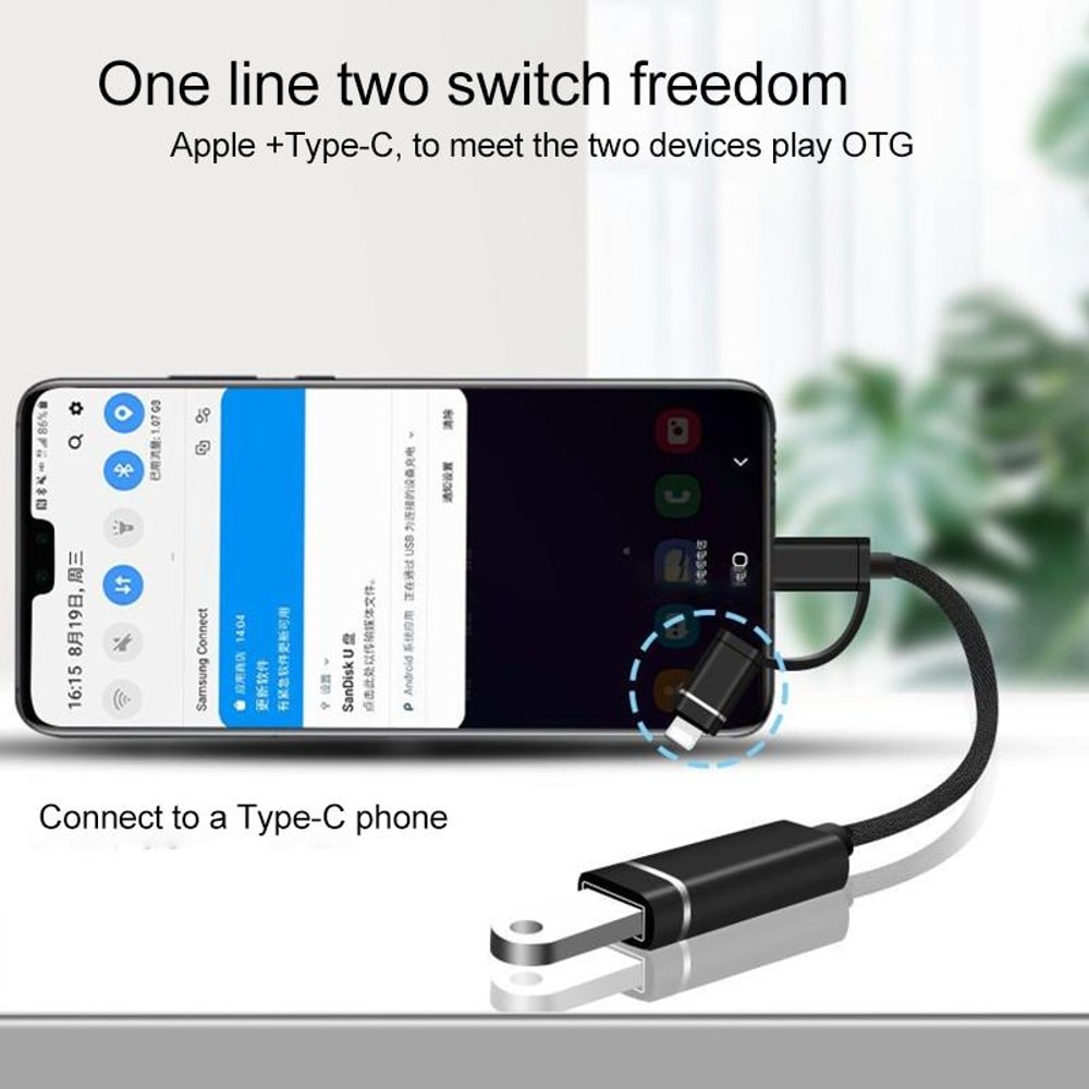 3 In 1 OTG Adapter Cable For USB Type C Micro USB Data Transfer 2