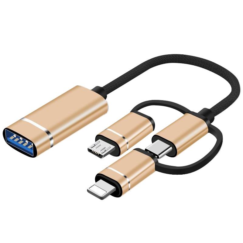 3 In 1 OTG Adapter Cable For USB Type C Micro USB Data Transfer 5