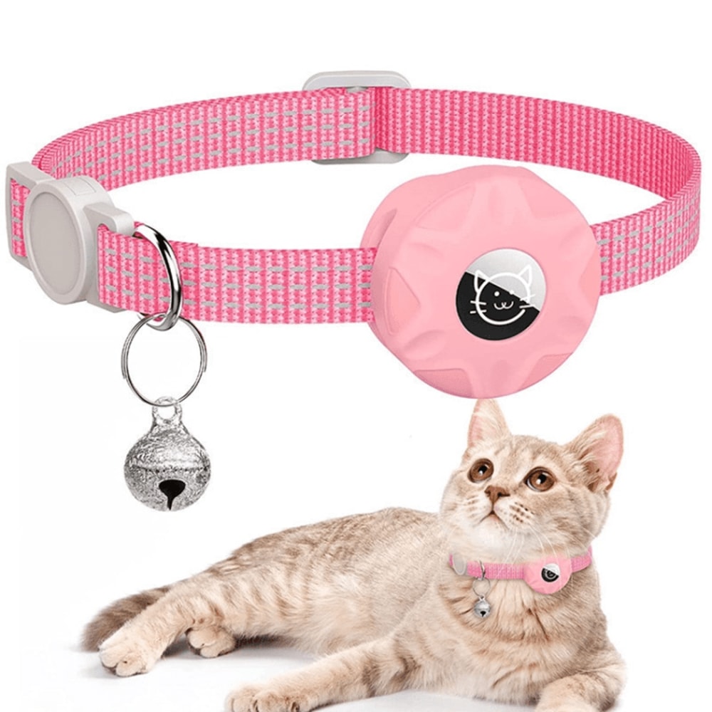 Reflective AirTag Cat Collar With Silicone Holder Bell And Safety Breakaway Buckle 13