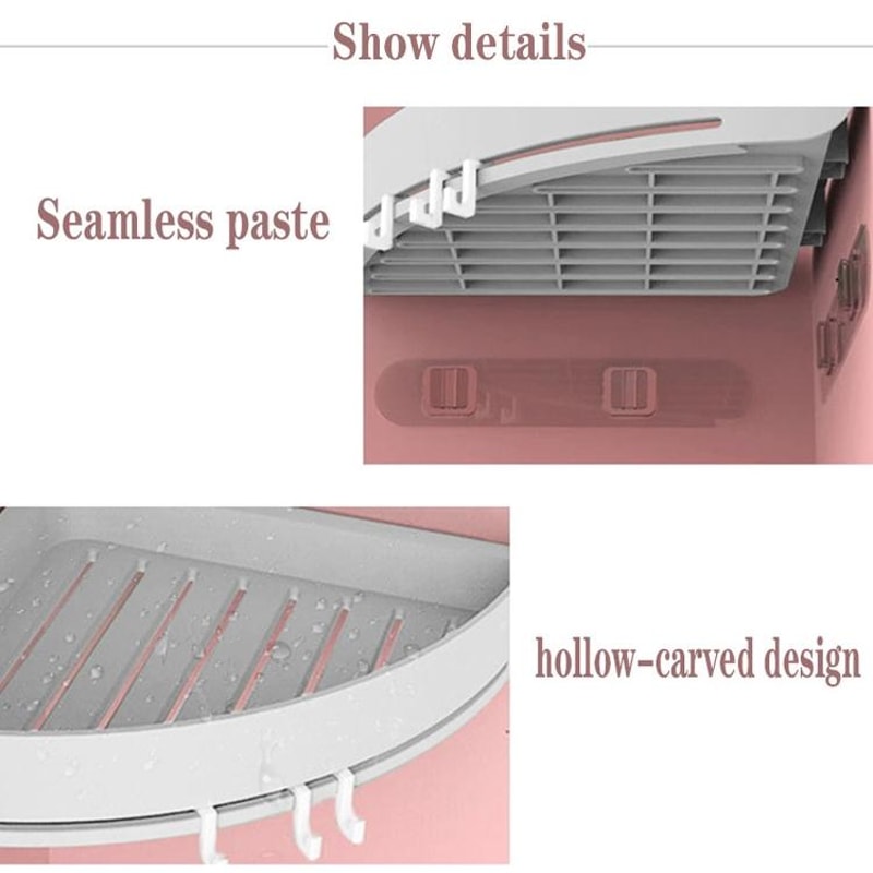Adhesive Corner Shower Shelf Wall Mounted Bathroom Organizer Basket 2