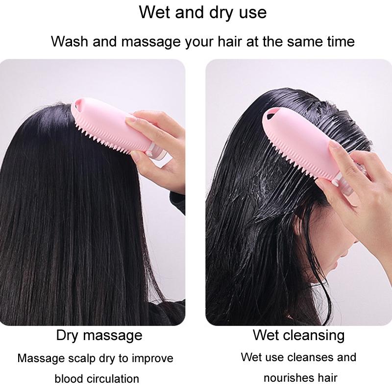 Silicone Travel Dispenser Bottle With Scalp Massage Brush 2