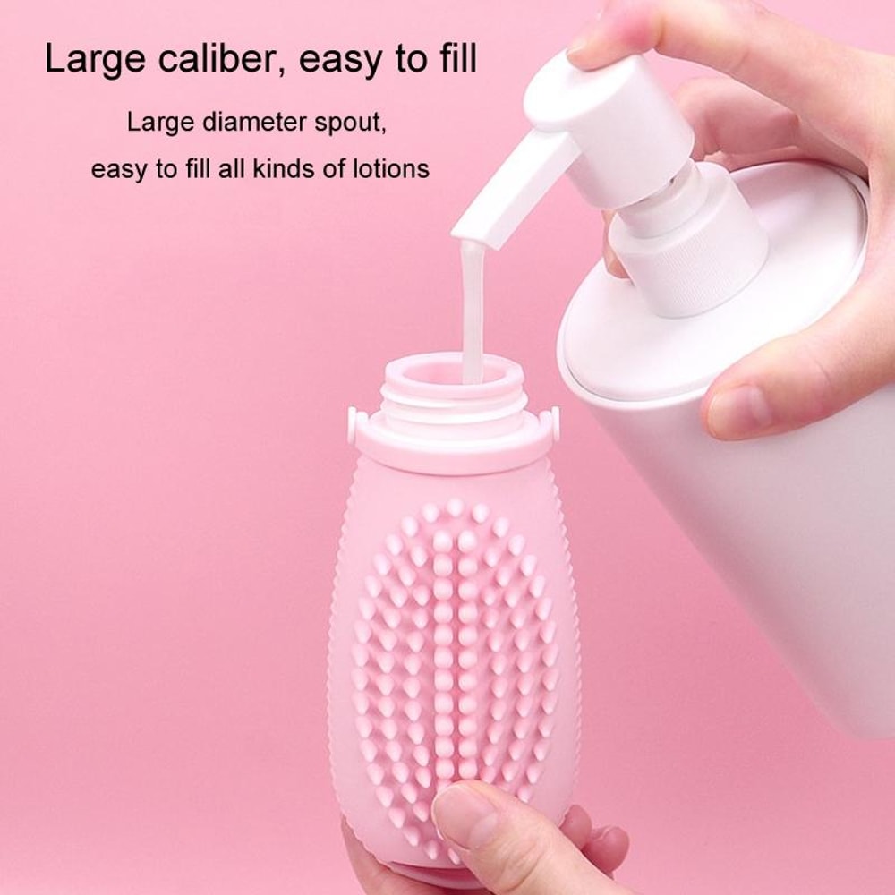 Silicone Travel Dispenser Bottle With Scalp Massage Brush 6