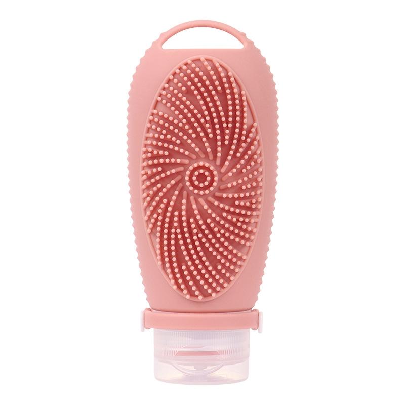 Travel Shower Brush Dispenser Bottle Portable Shampoo Lotion Scrubber 12
