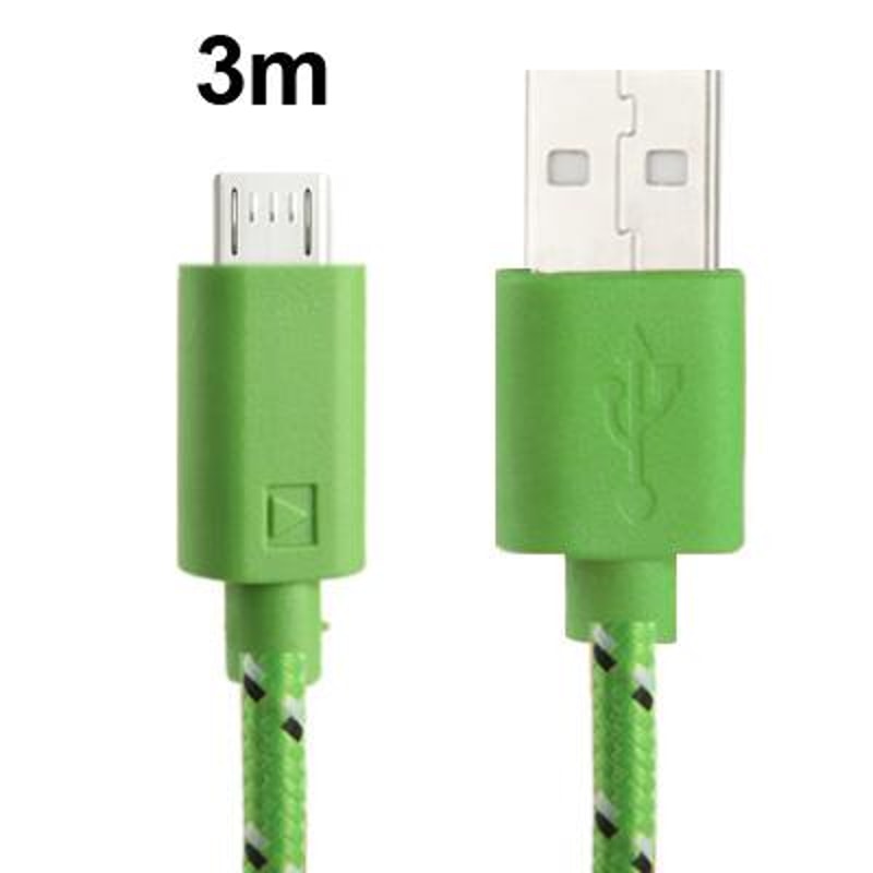 3m Nylon Braided Micro USB Cable 5 Pin Fast Charge Data Transfer Cord 3