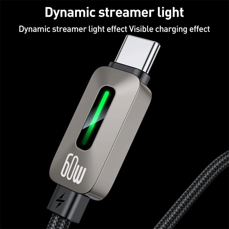 High Speed 60W USB C Cable with LED Streamer Light Fast Charging Data Sync