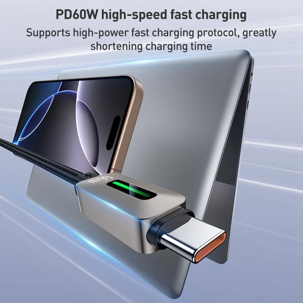 High Speed 60W USB C Cable with LED Streamer Light Fast Charging Data Sync