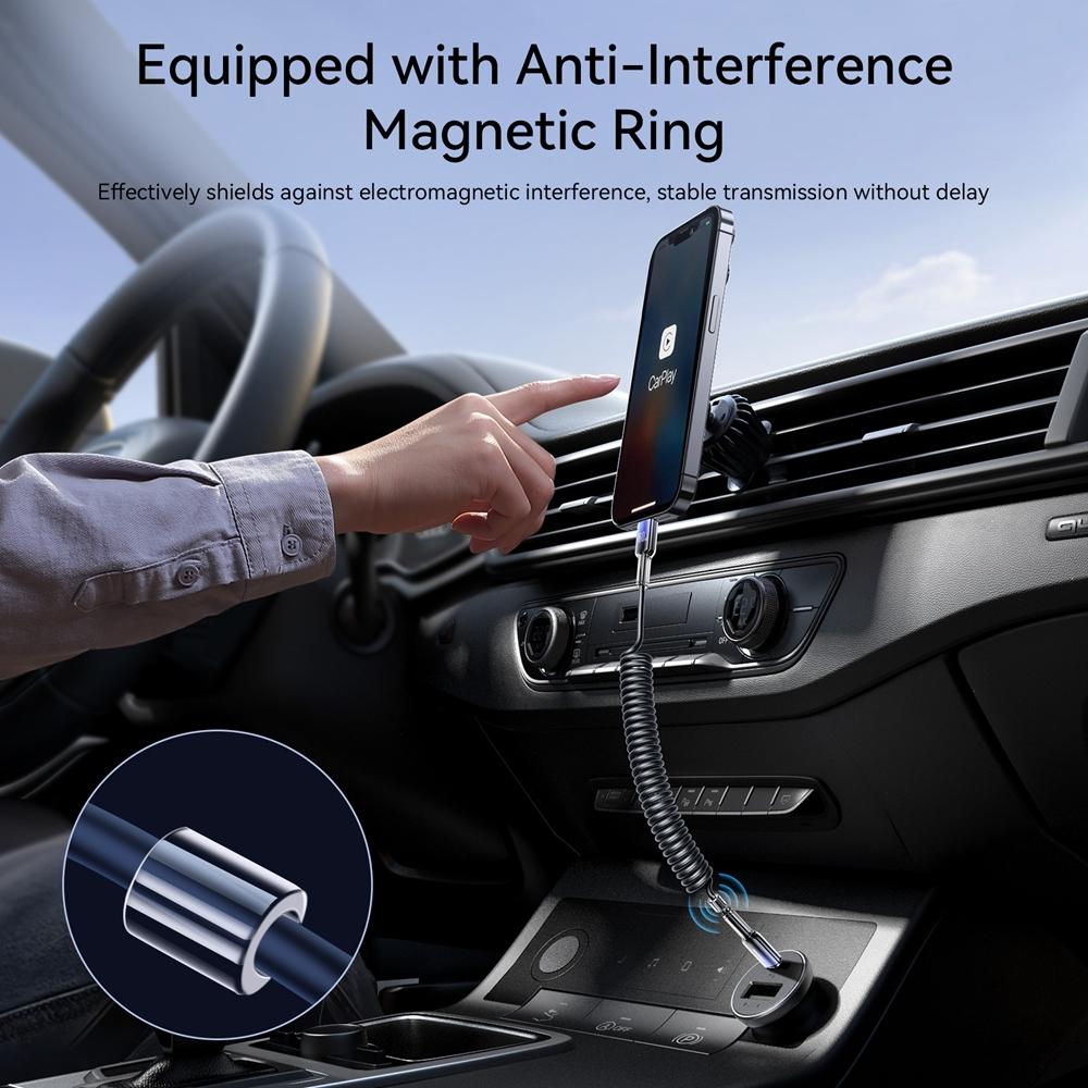 60W USB C Fast Charging Coiled Cable Durable Type C Data Cord For Car And Daily Use 2