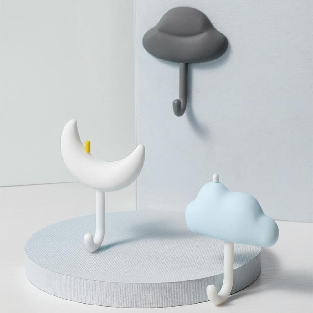 Cloud Shape Adhesive Wall Hooks No Drill Damage Free Hanging Solution