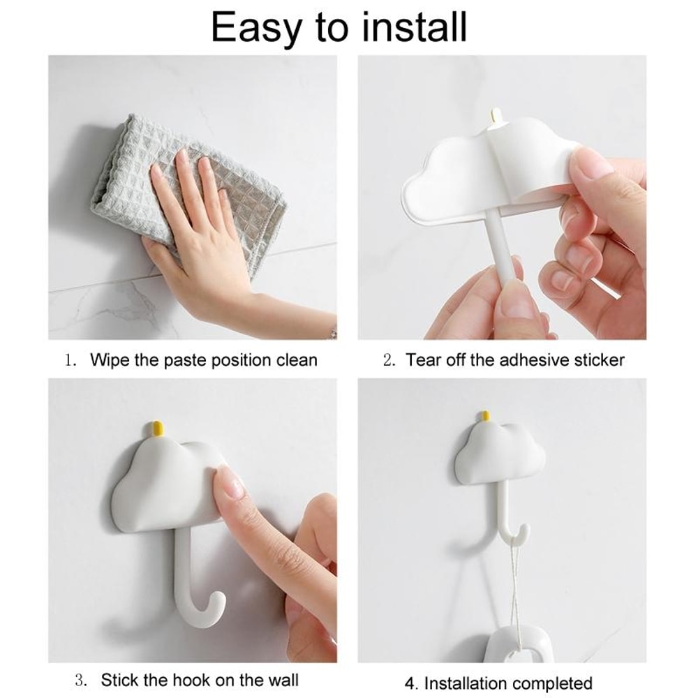 Cloud Shape Adhesive Wall Hooks No Drill Damage Free Hanging Solution