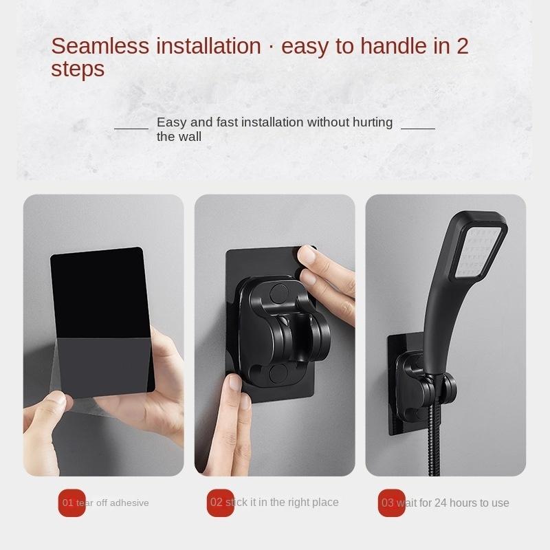 Adjustable Adhesive Shower Head Holder No Drill Wall Mount For Handheld Showers 5