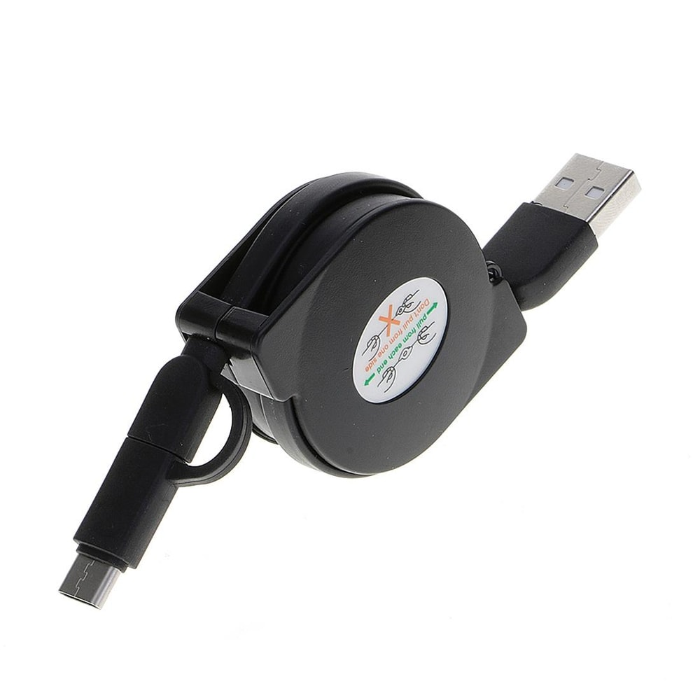 Retractable 2 In 1 USB Cable 1m Fast Charging Micro USB To Type C Cable 0