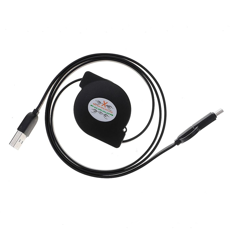 Retractable 2 In 1 USB Cable 1m Fast Charging Micro USB To Type C Cable 1
