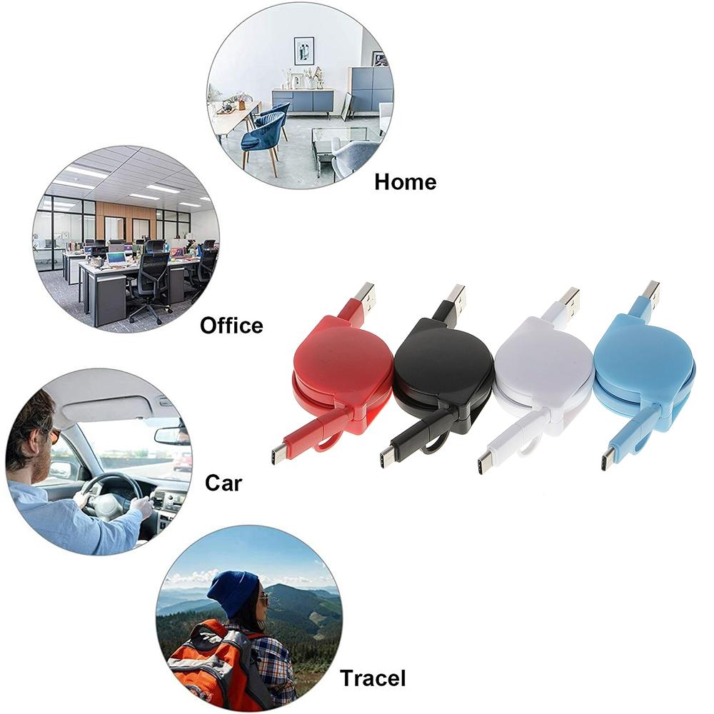 Retractable 2 In 1 USB Cable 1m Fast Charging Micro USB To Type C Cable 6