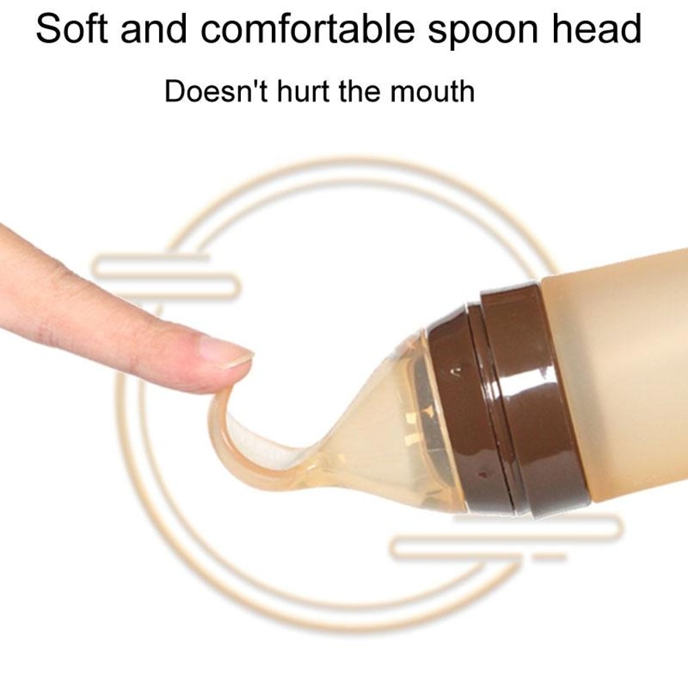Silicone Baby Feeding Spoon Bottle Soft Squeeze Rice Paste Dispenser For Infants 4