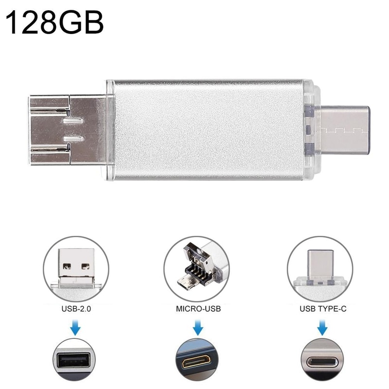 3 in 1 USB C Flash Drive OTG Dual USB Portable Storage Device for Phone, Tablet & Laptop