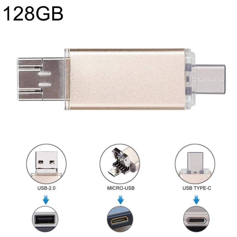 3 in 1 USB C Flash Drive OTG Dual USB Portable Storage Device for Phone, Tablet & Laptop