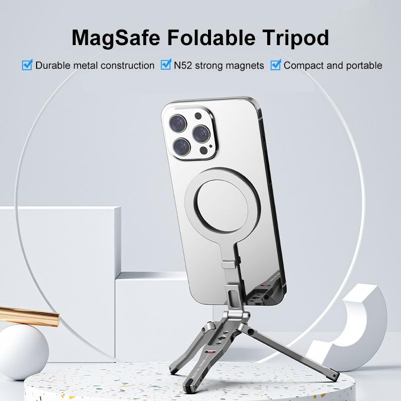 Foldable MagSafe Tripod Mount With Magnetic Phone Stand Grip And Desk Clamp 1