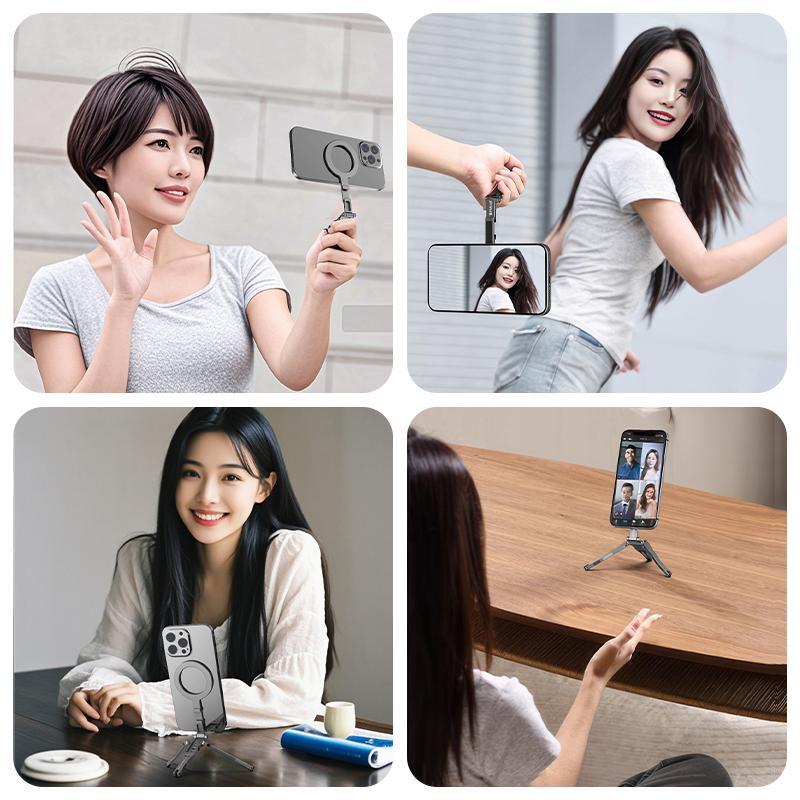 Foldable MagSafe Tripod Mount With Magnetic Phone Stand Grip And Desk Clamp 8
