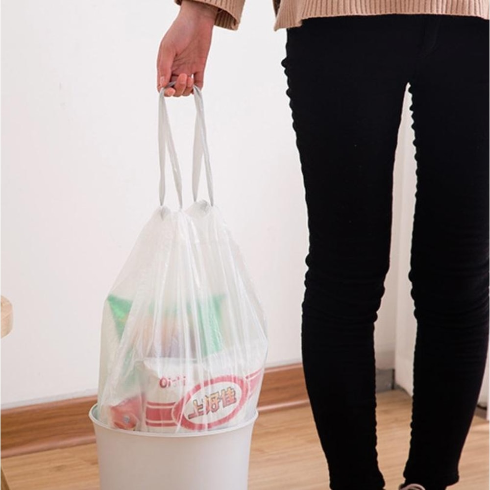 Drawstring Garbage Bags Thick Kitchen Leak Proof Automatic Closing Trash Bags