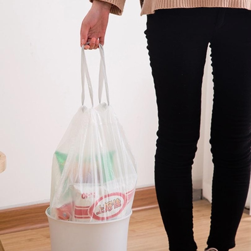 Drawstring Garbage Bags Thick Kitchen Leak Proof Automatic Closing Trash Bags