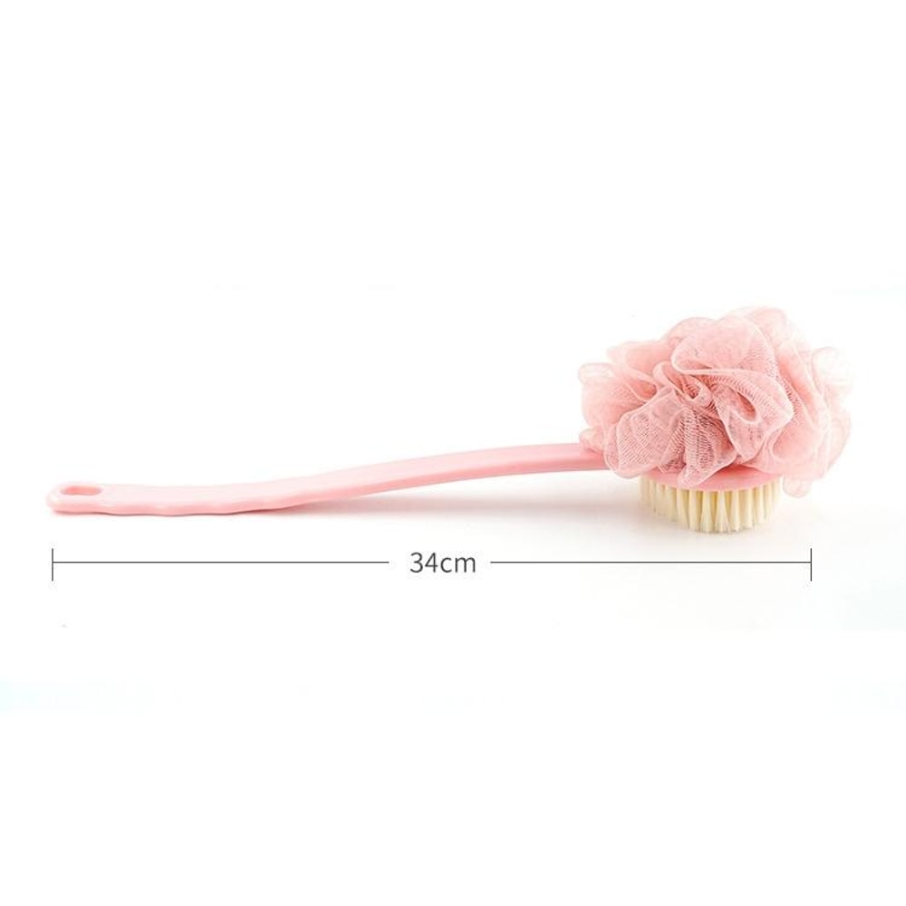 Long Handle Bath Brush And Loofah Soft Bristle Back Scrubber Pink 2