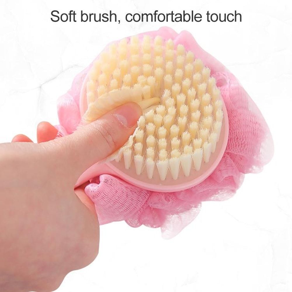 Long Handle Bath Brush And Loofah Soft Bristle Back Scrubber Pink 5