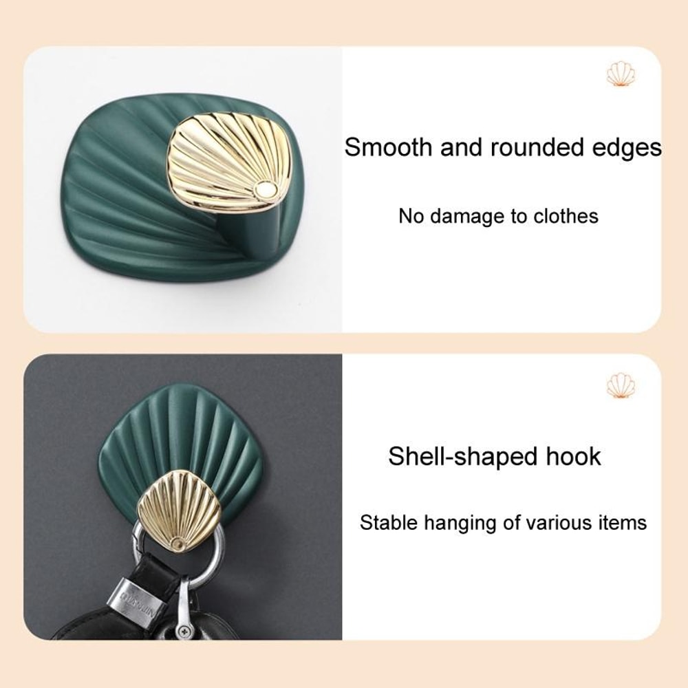 Seashell Adhesive Wall Hooks Set No Drill Waterproof Bathroom Kitchen Sticky Hooks 5