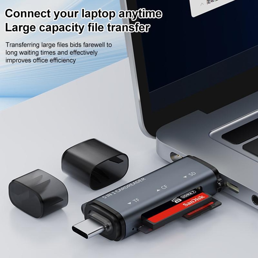 USB C 5 In 1 Card Reader Fast Multi Memory Adapter For Phone Tablet Laptop 4