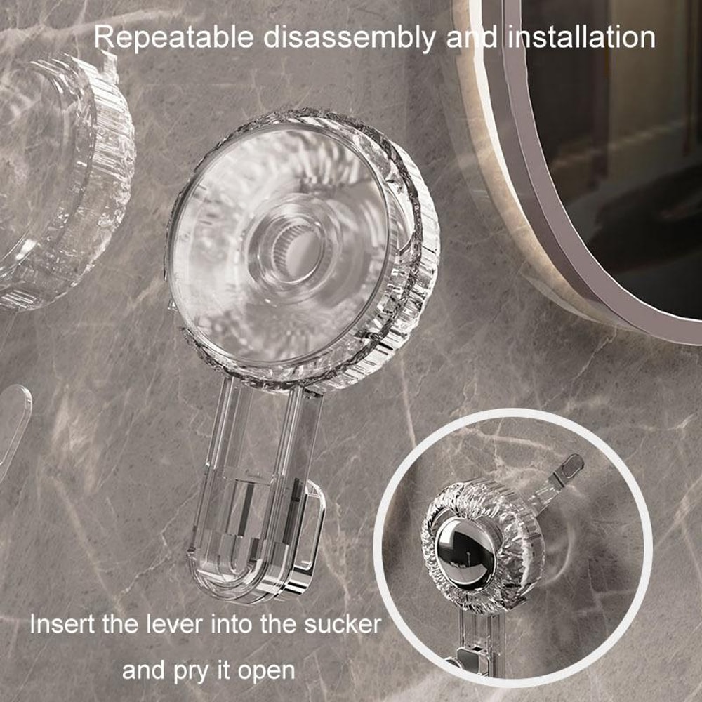 Rotary Vacuum Suction Cup Hook No Drill Wall Hook Strong Traceless Bathroom Organizer