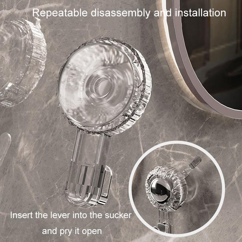 Rotary Vacuum Suction Cup Hook No Drill Wall Hook Strong Traceless Bathroom Organizer