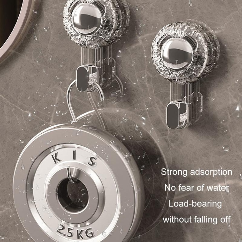 Rotary Vacuum Suction Cup Hook No Drill Wall Hook Strong Traceless Bathroom Organizer