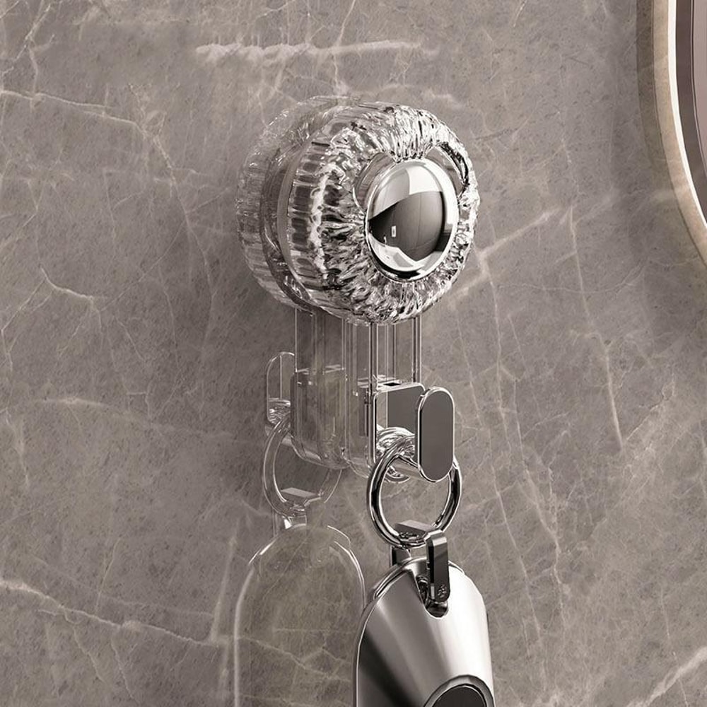 Rotary Vacuum Suction Cup Hook No Drill Wall Hook Strong Traceless Bathroom Organizer