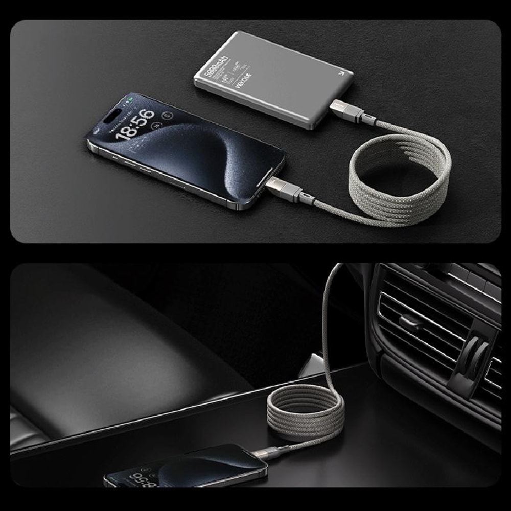 66W Fast Charging Magnetic USB C Cable 1M Braided Tangle Free Data Power Cord 7