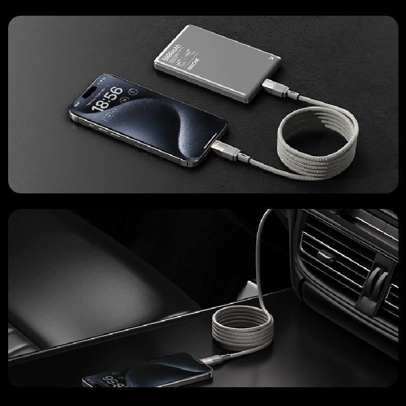 66W Fast Charging Magnetic USB C Cable 1M Braided Tangle Free Data Power Cord 7