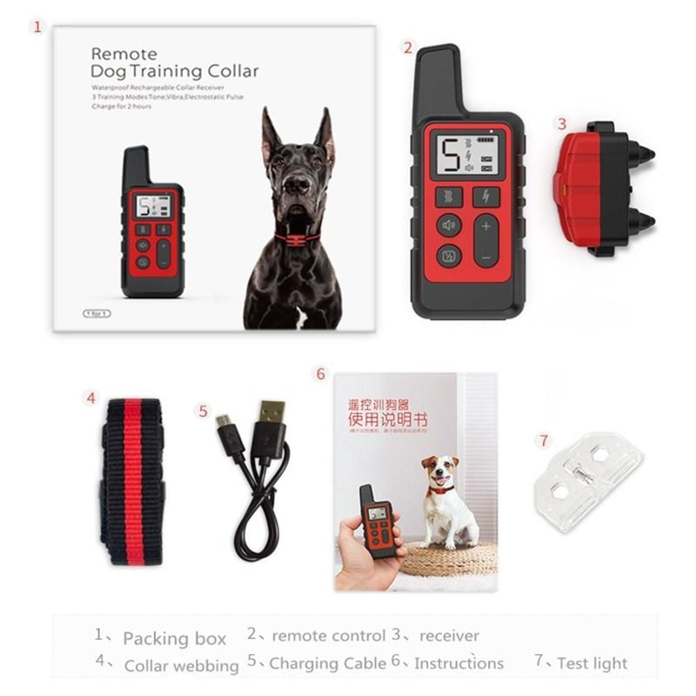 Remote Dog Training Collar Waterproof Rechargeable Bark Control System 5
